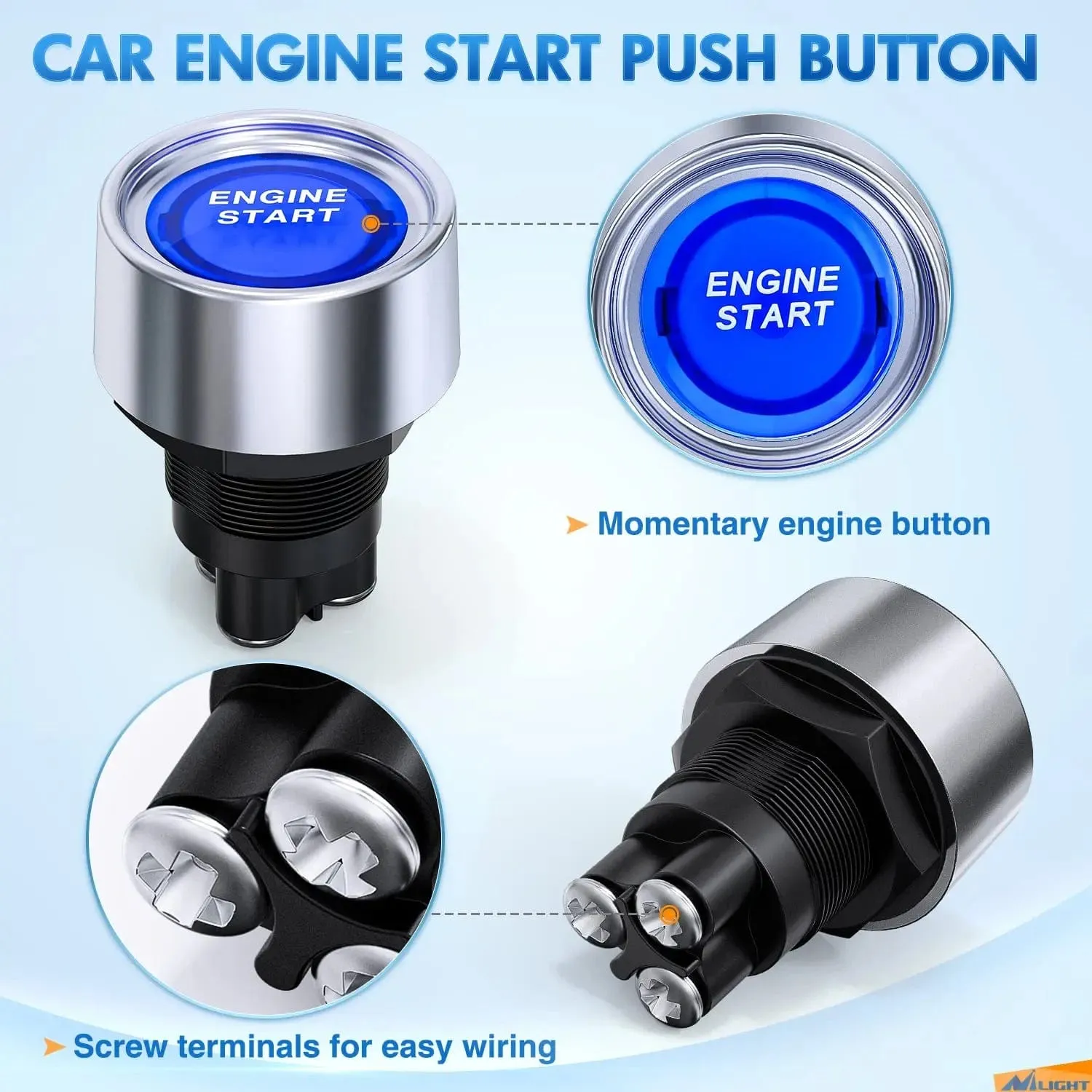 Start Engine Button Switch Blue