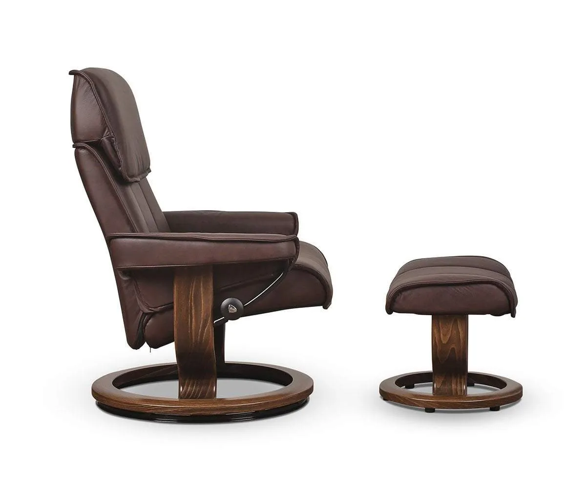 Stressless® Admiral Recliner & Ottoman - Chocolate