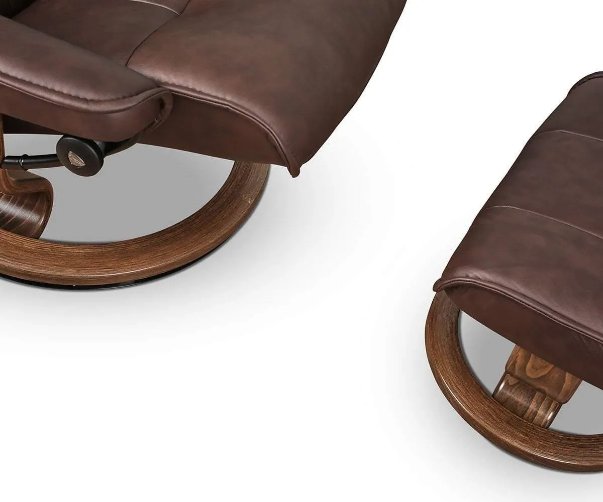 Stressless® Admiral Recliner & Ottoman - Chocolate
