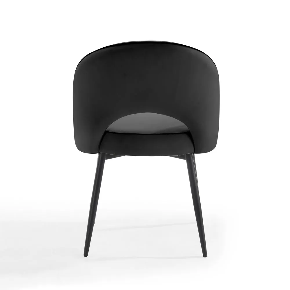 Tiago Velvet Dining Chair Set of 2, Black