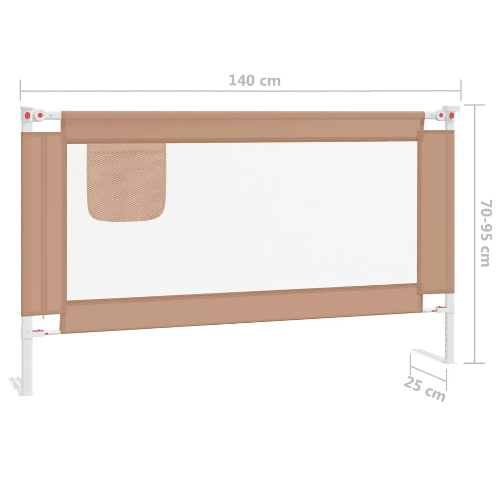 Toddler Safety Bed Rail Taupe 140x25 cm Fabric