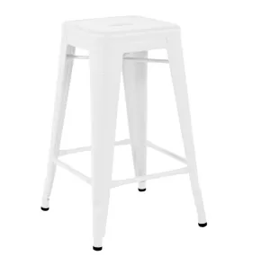 Tolix Metal Backless Bar Stool White