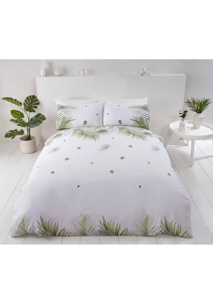 Tropics Duvet Cover Set - White/Green
