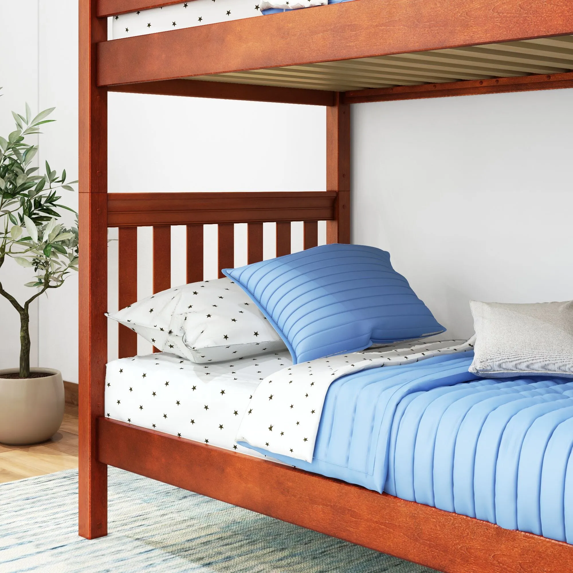 Twin Bunk Bed with Ladder on End