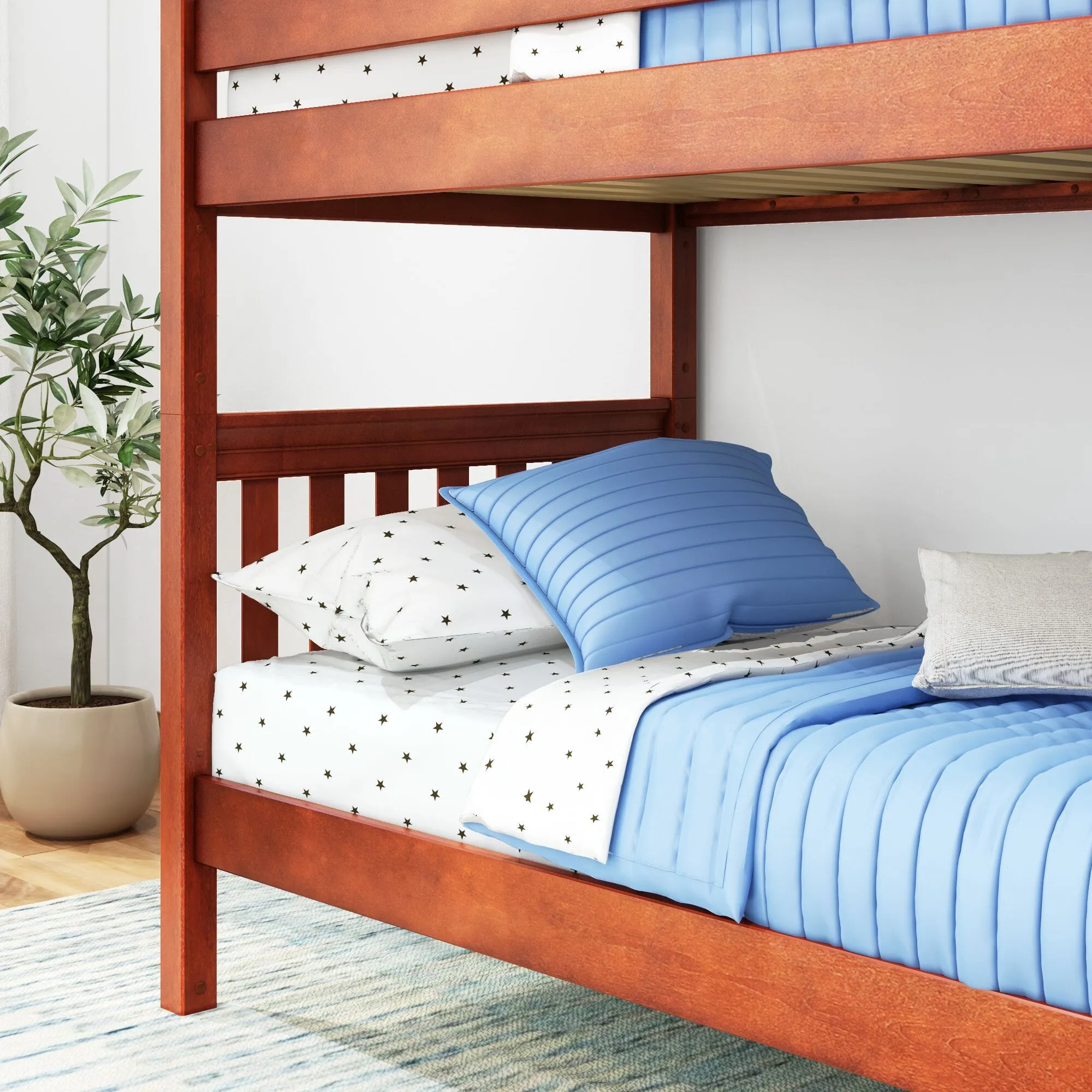 Twin Bunk Bed with Ladder on End
