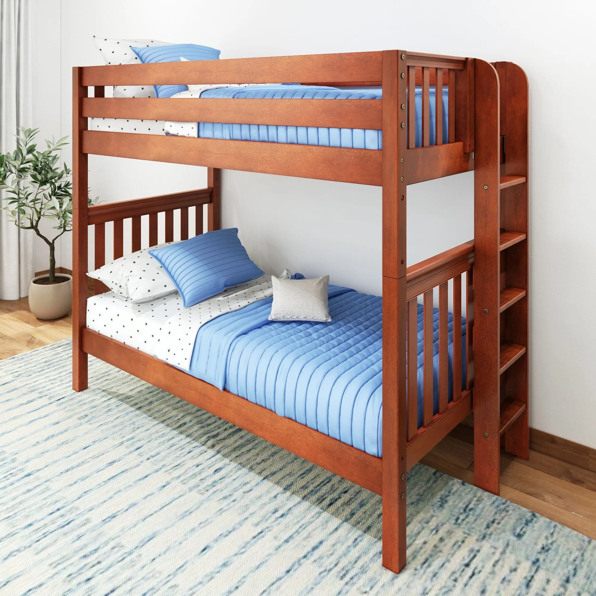 Twin Bunk Bed with Ladder on End