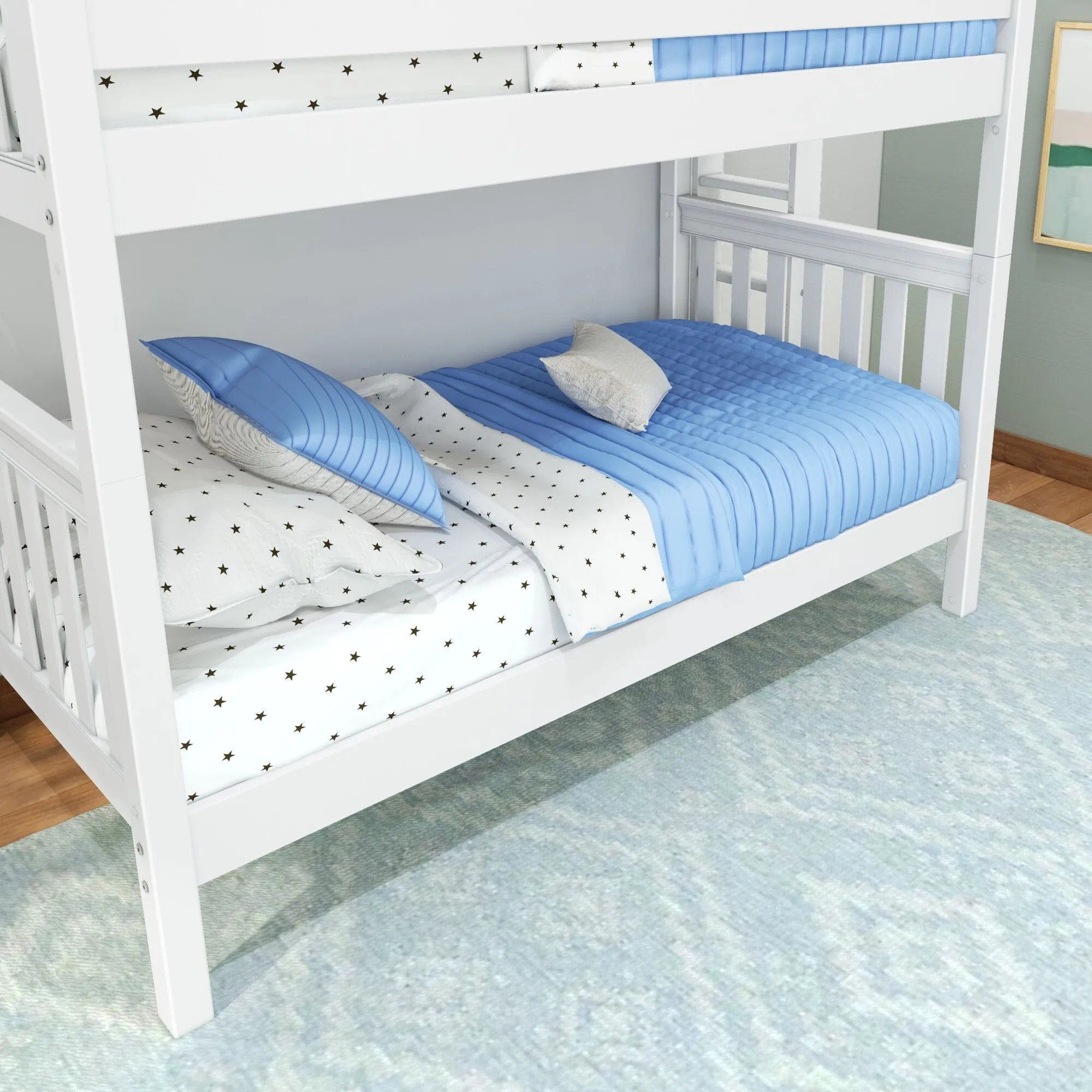 Twin Bunk Bed with Ladder on End