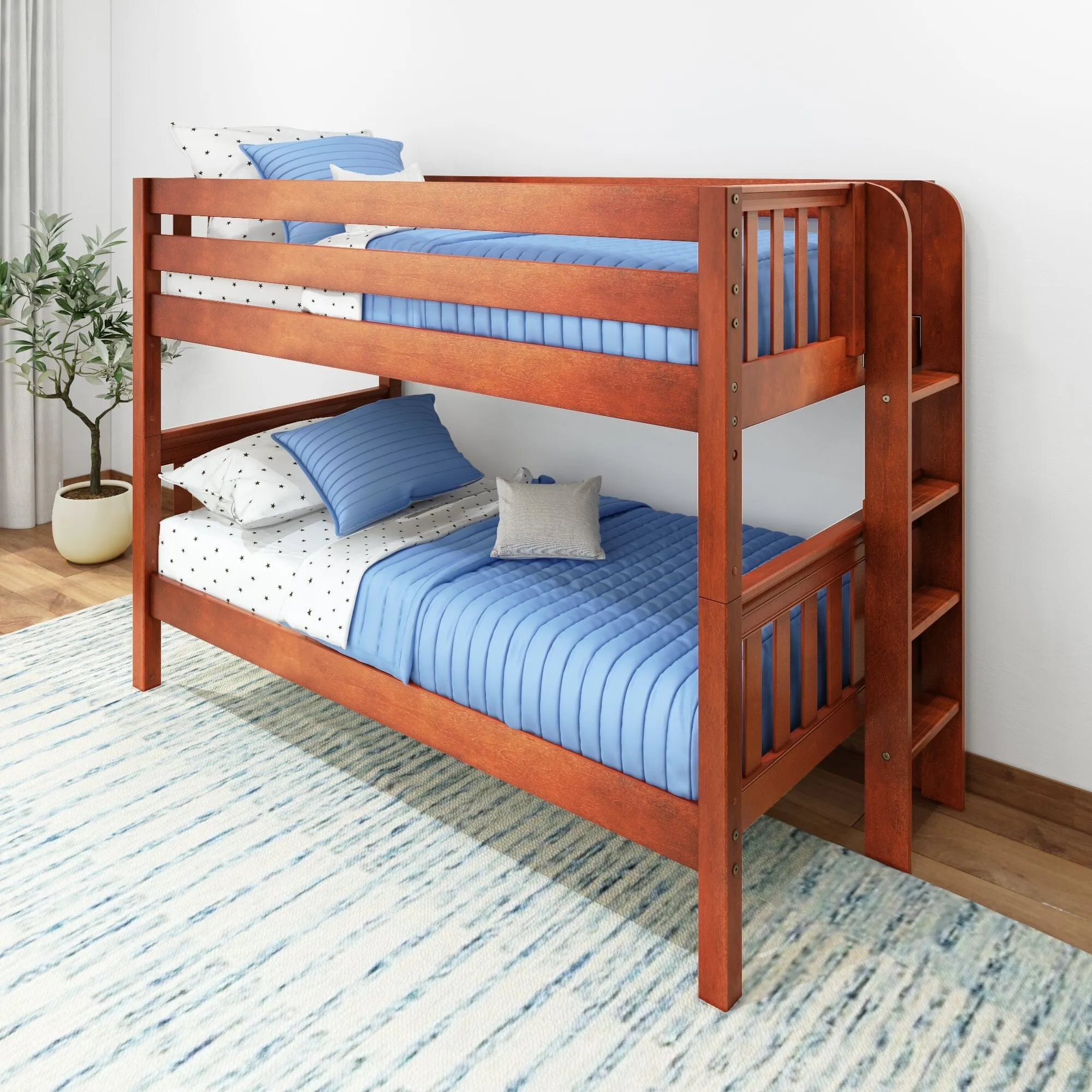 Twin Bunk Bed with Ladder on End