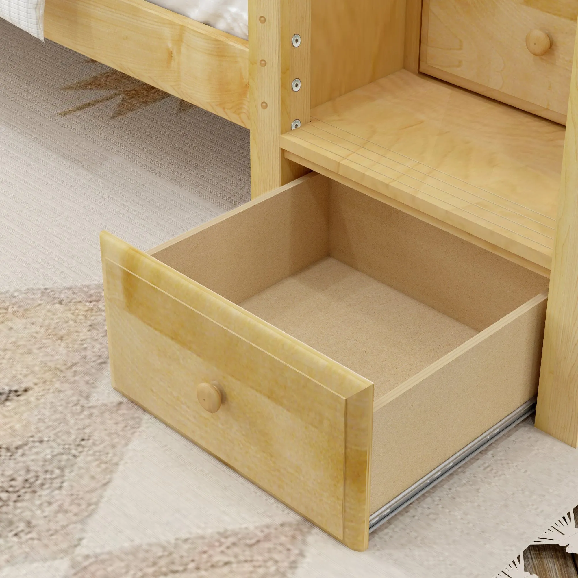 Twin Medium Bunk Bed with Stairs and Trundle Bed