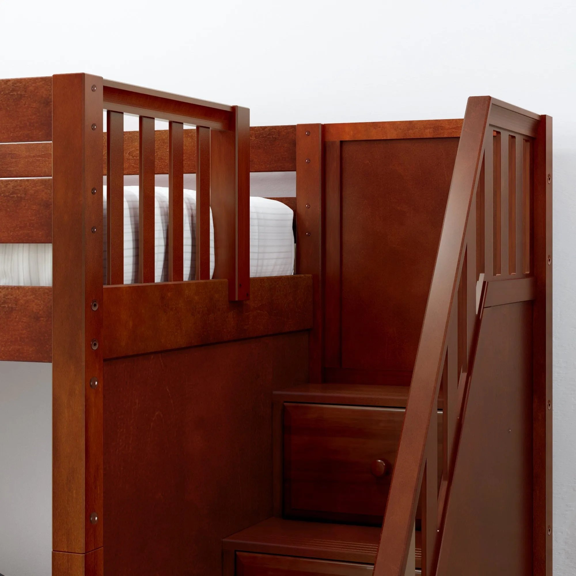 Twin Medium Bunk Bed with Stairs and Trundle Bed