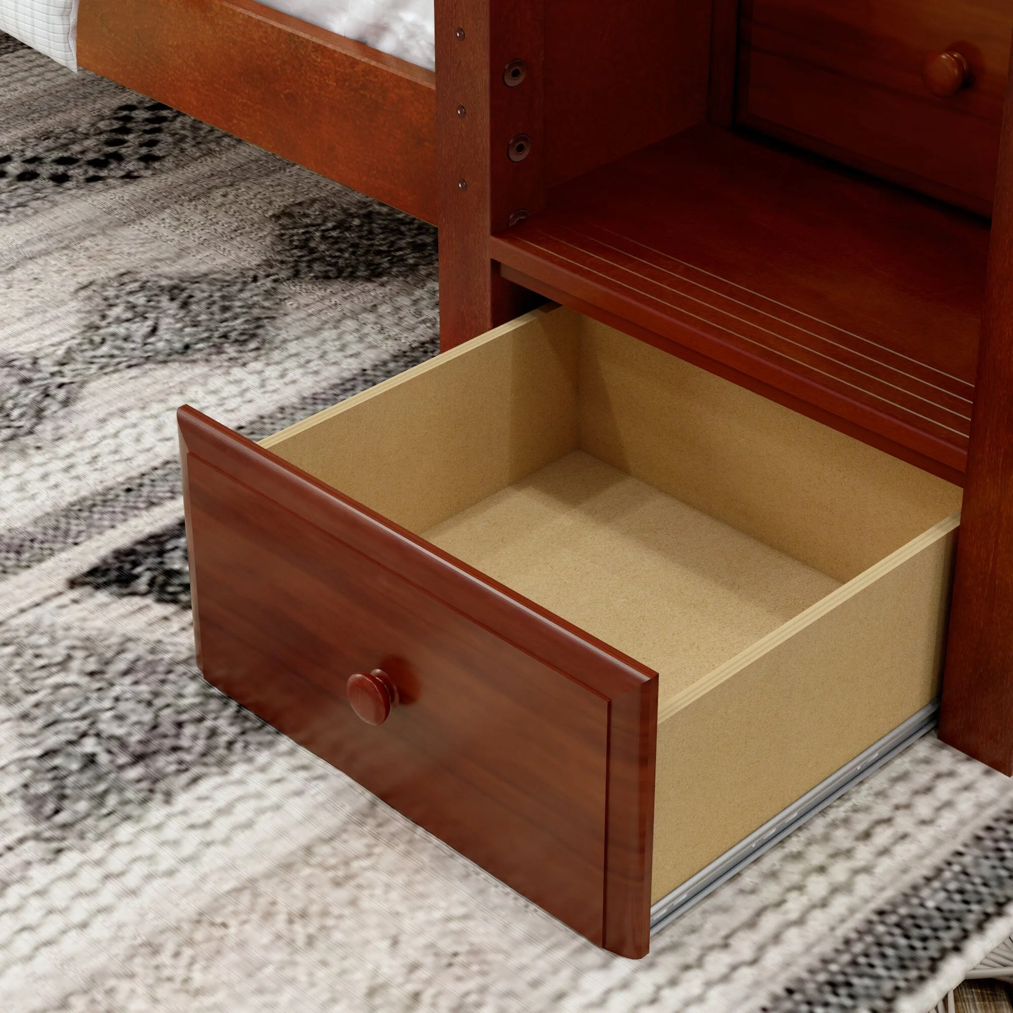 Twin Medium Bunk Bed with Stairs and Trundle Bed