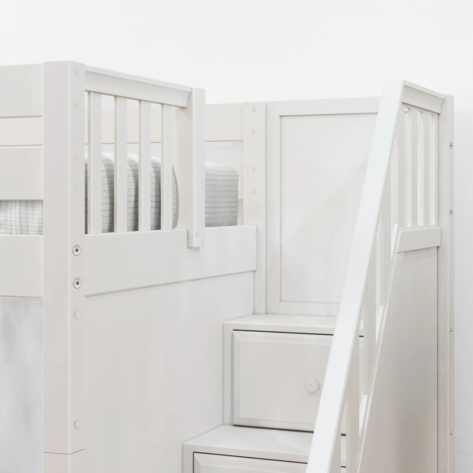 Twin Medium Bunk Bed with Stairs and Trundle Bed