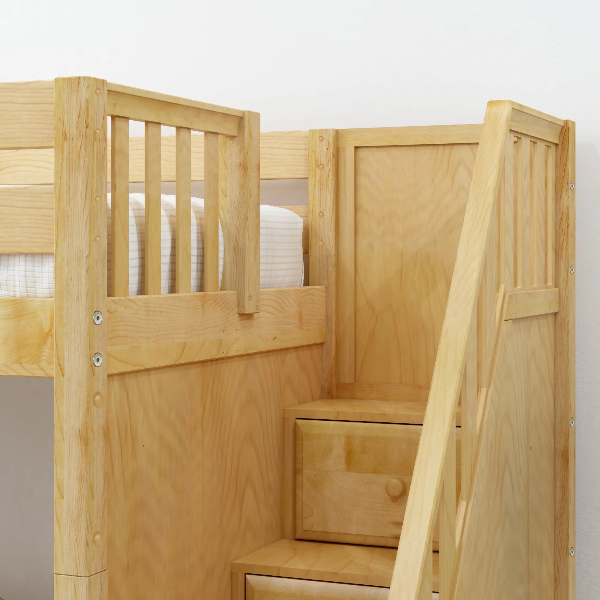 Twin Medium Bunk Bed with Stairs and Trundle Bed