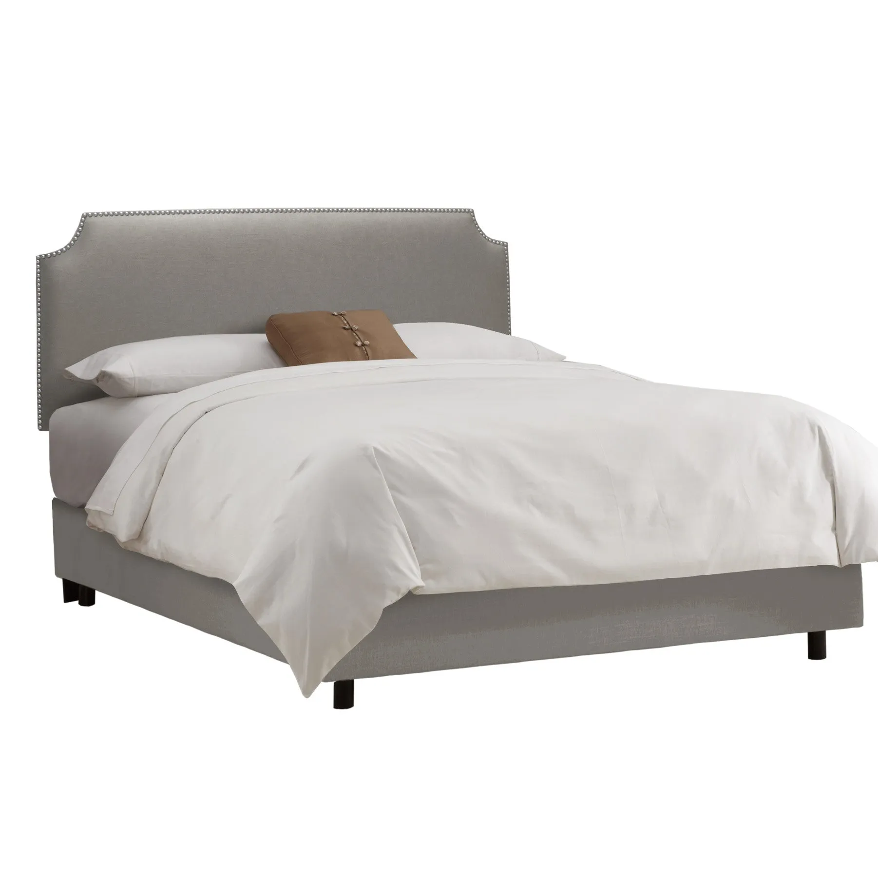 Twin Notched Nail Button Bed in Linen Sandstone