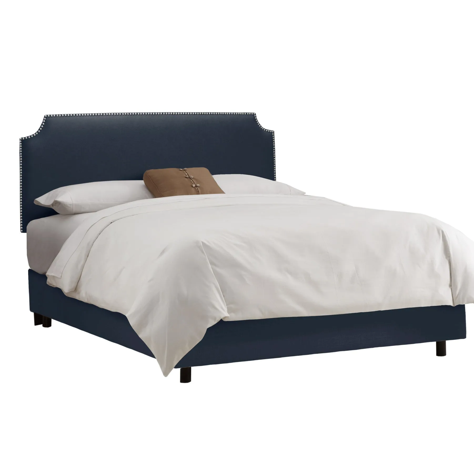 Twin Notched Nail Button Bed in Linen Sandstone