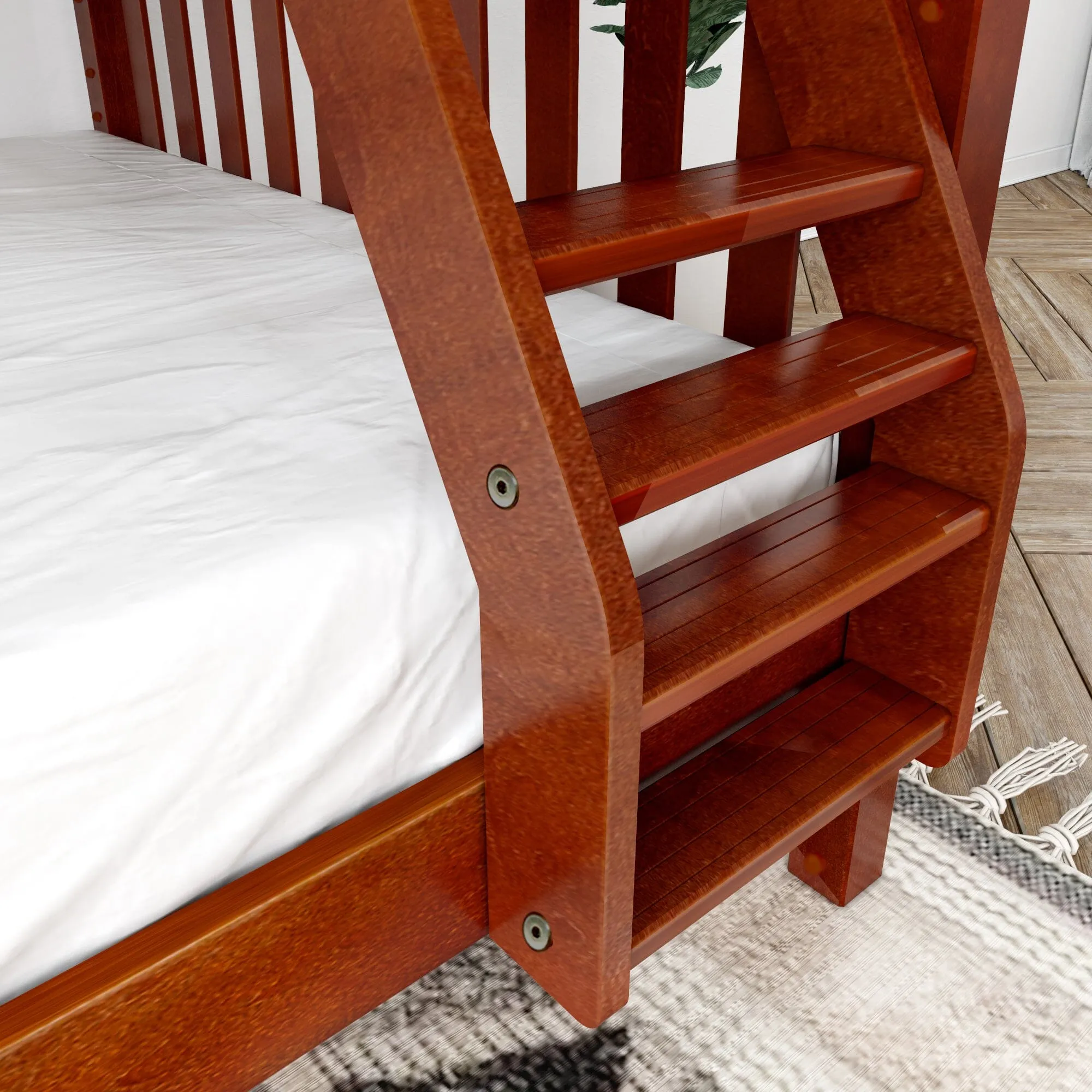 Twin over Full Medium Bunk Bed with Angled Ladder