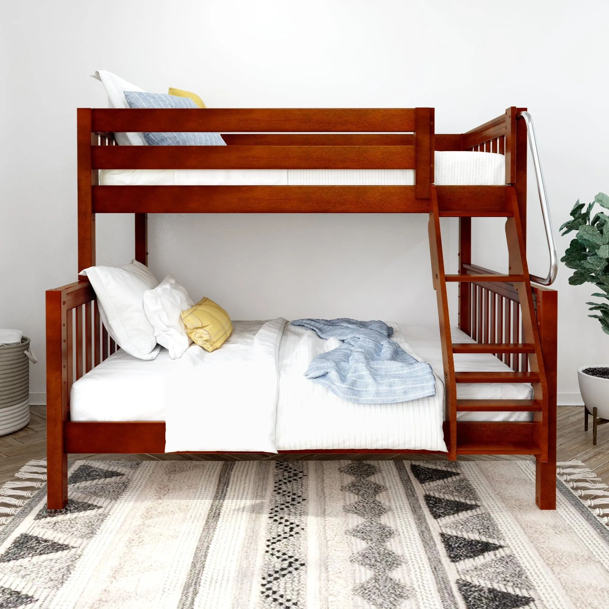 Twin over Full Medium Bunk Bed with Angled Ladder