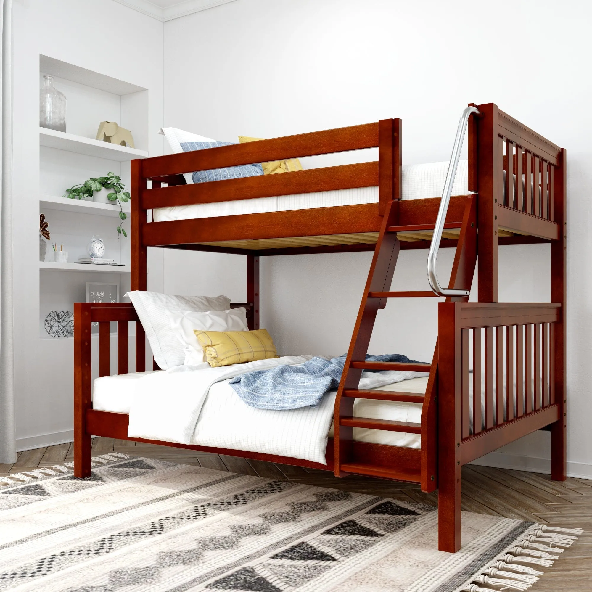 Twin over Full Medium Bunk Bed with Angled Ladder