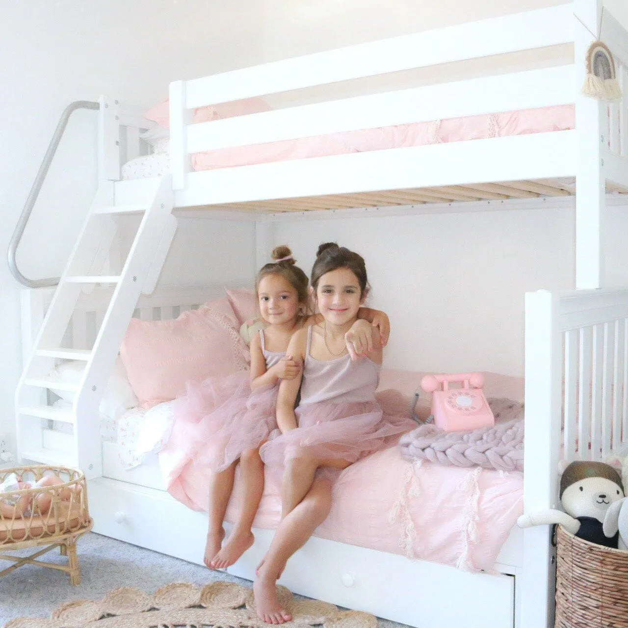 Twin over Full Medium Bunk Bed with Angled Ladder