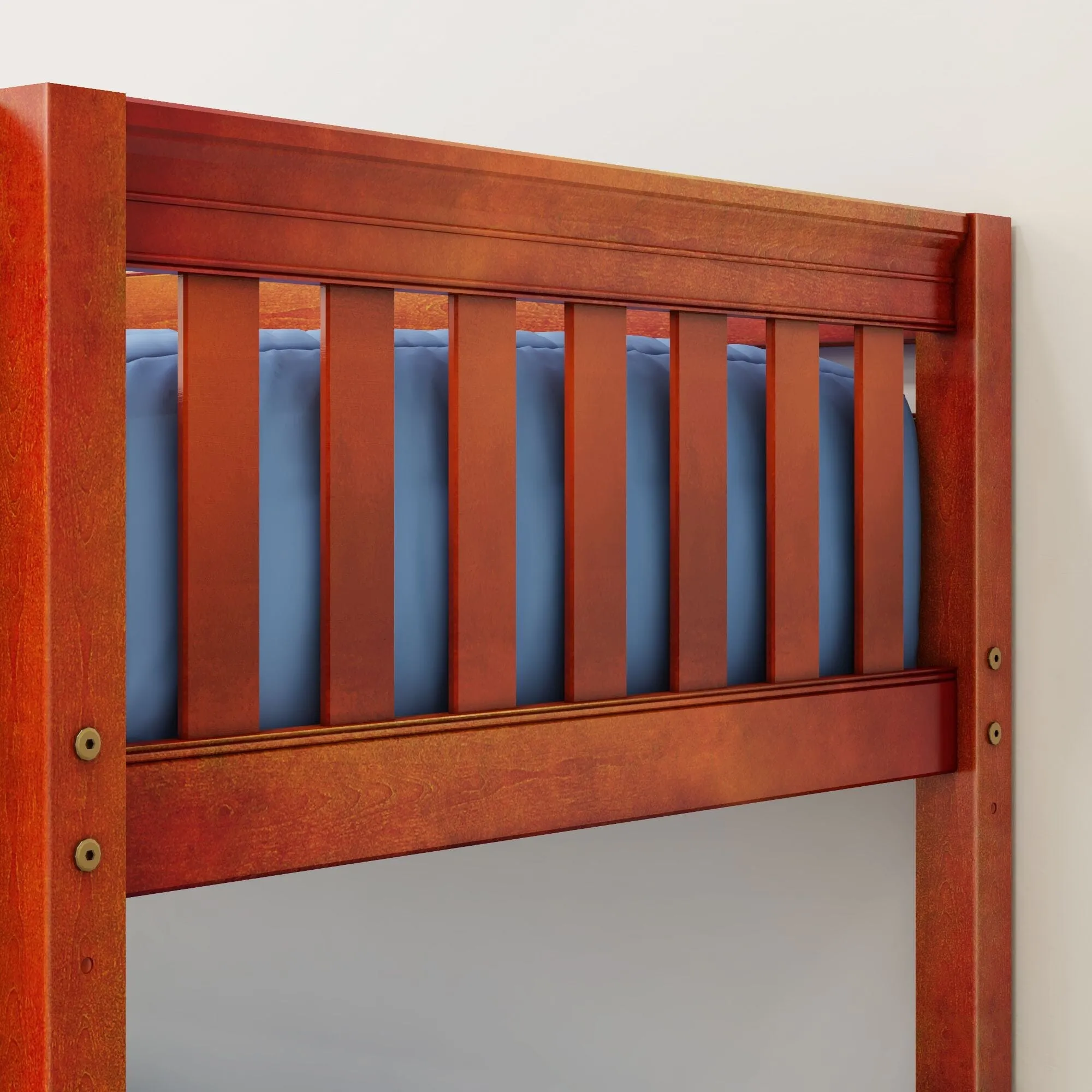 Twin XL Low Bunk Bed with Straight Ladder on Front