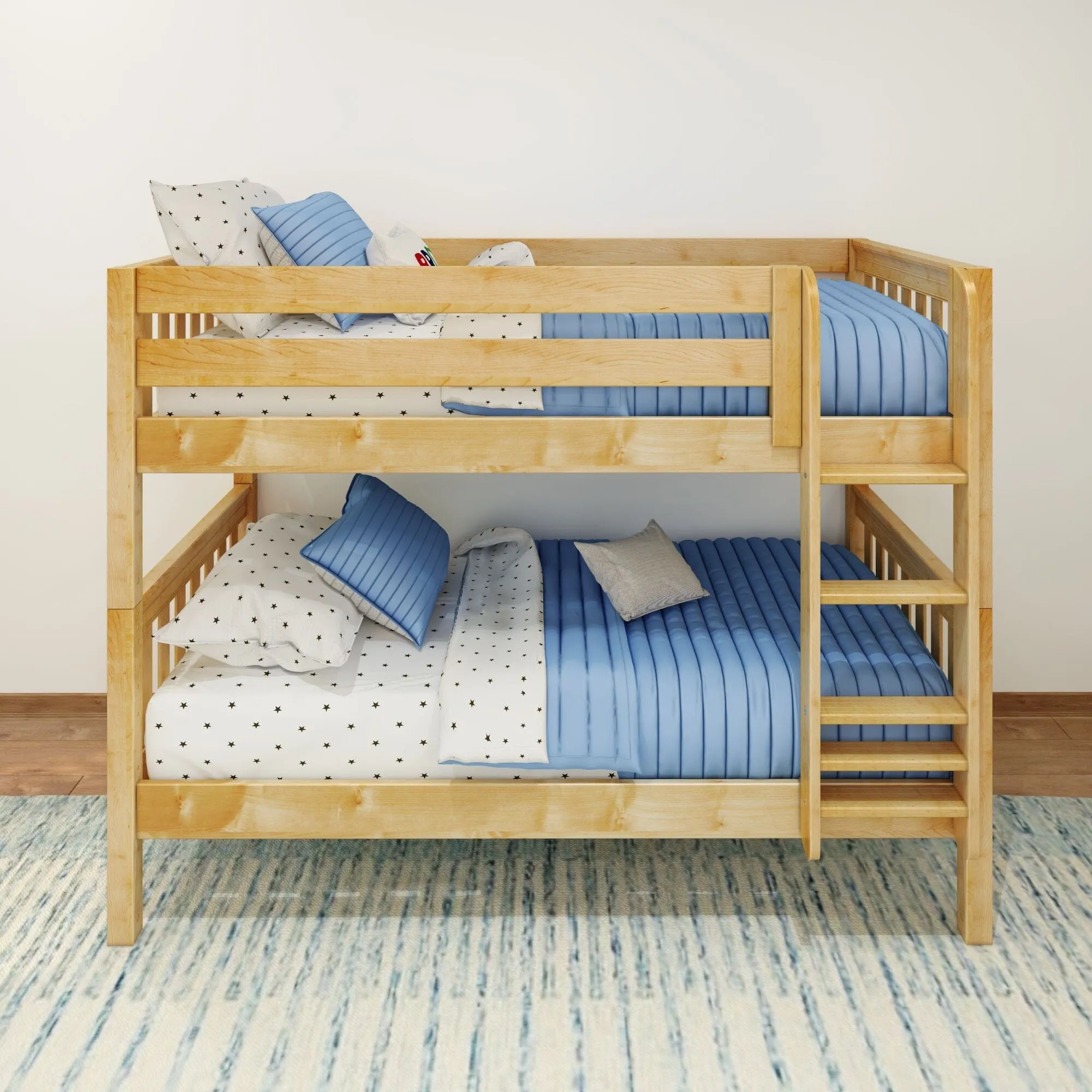 Twin XL Low Bunk Bed with Straight Ladder on Front