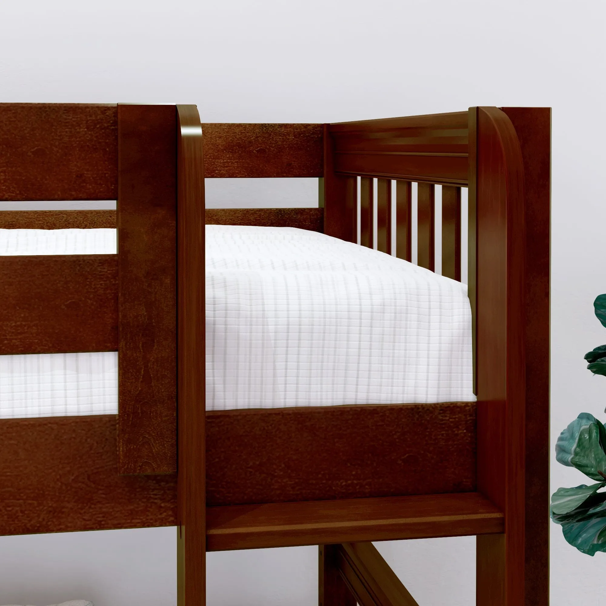 Twin XL Low Bunk Bed with Straight Ladder on Front