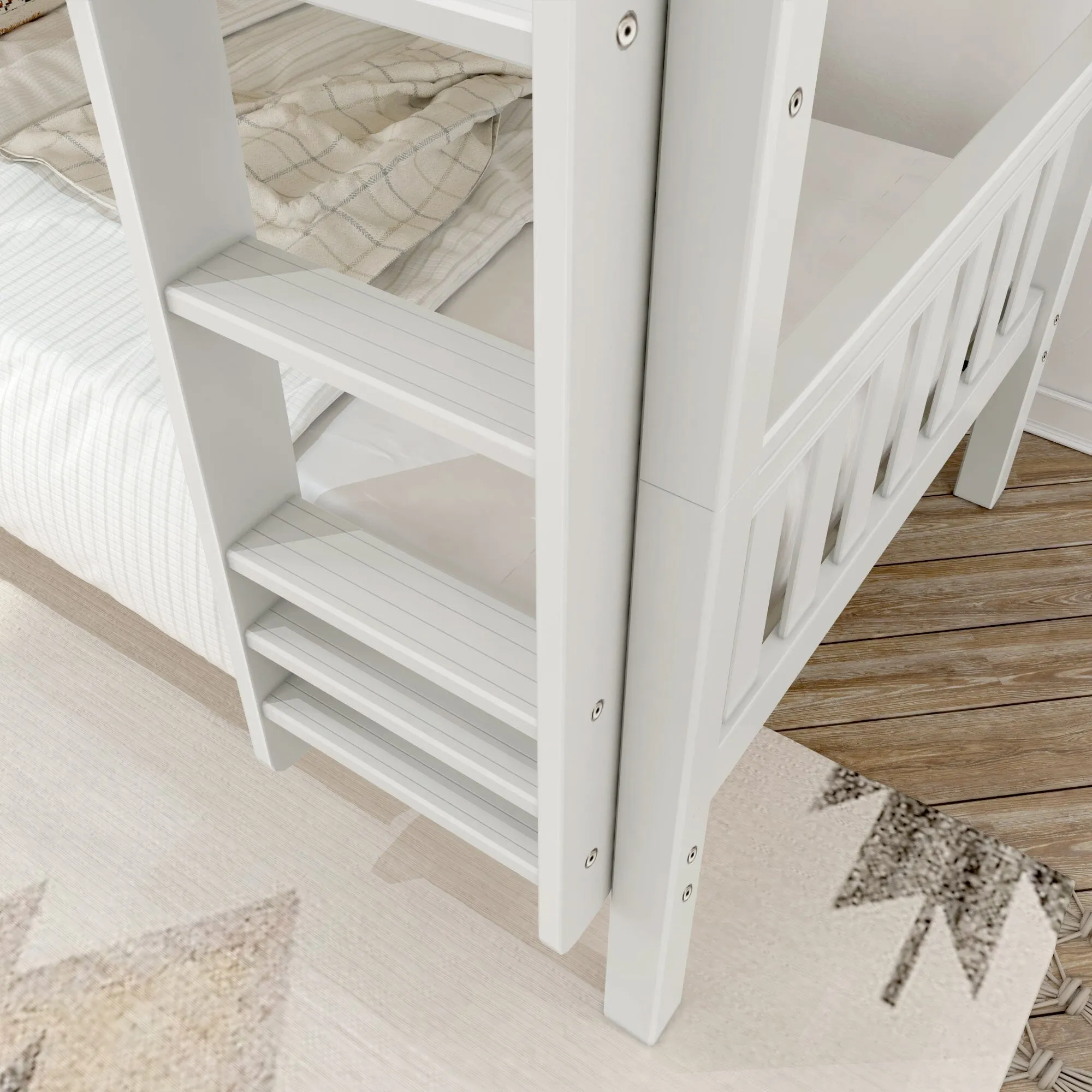 Twin XL Low Bunk Bed with Straight Ladder on Front