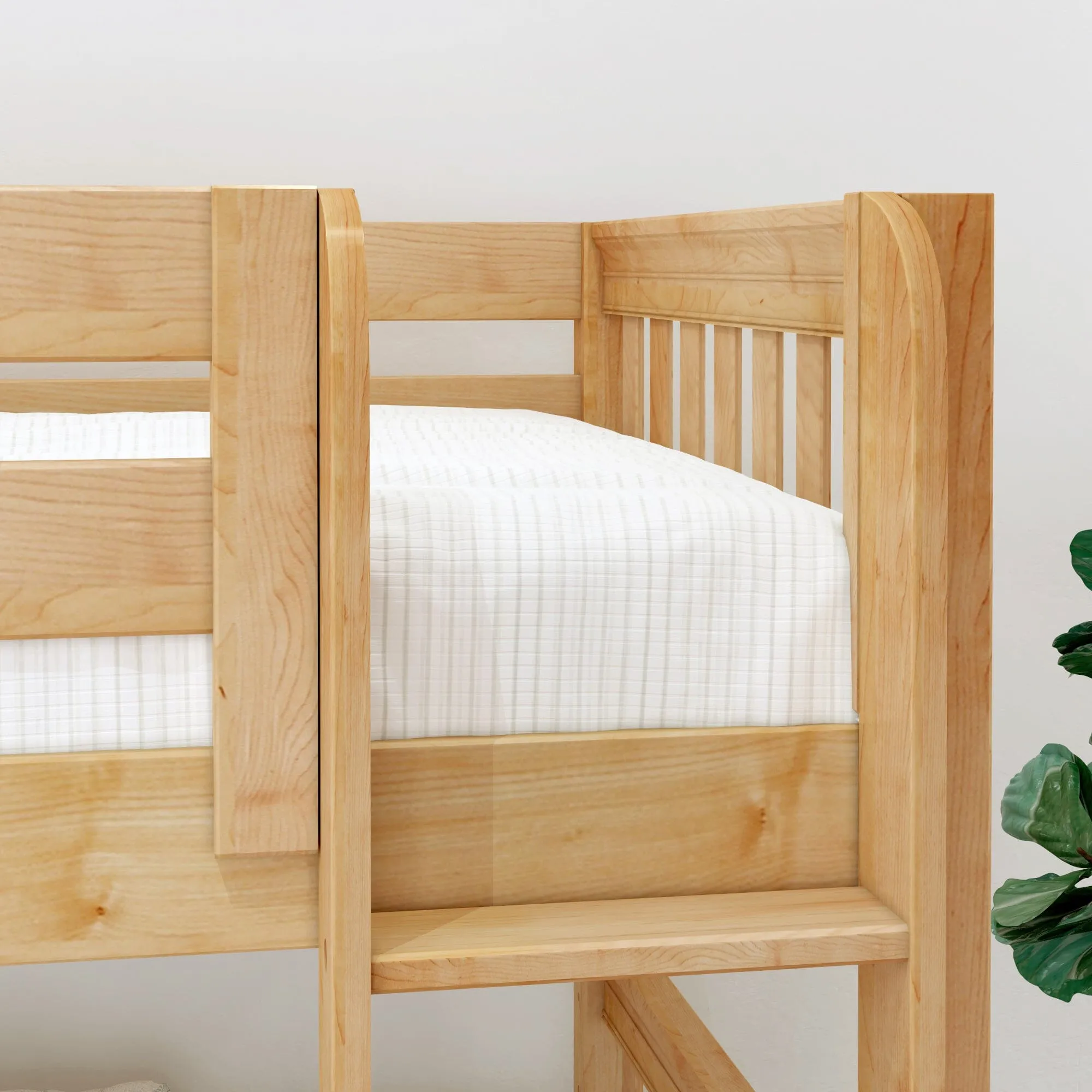 Twin XL Low Bunk Bed with Straight Ladder on Front