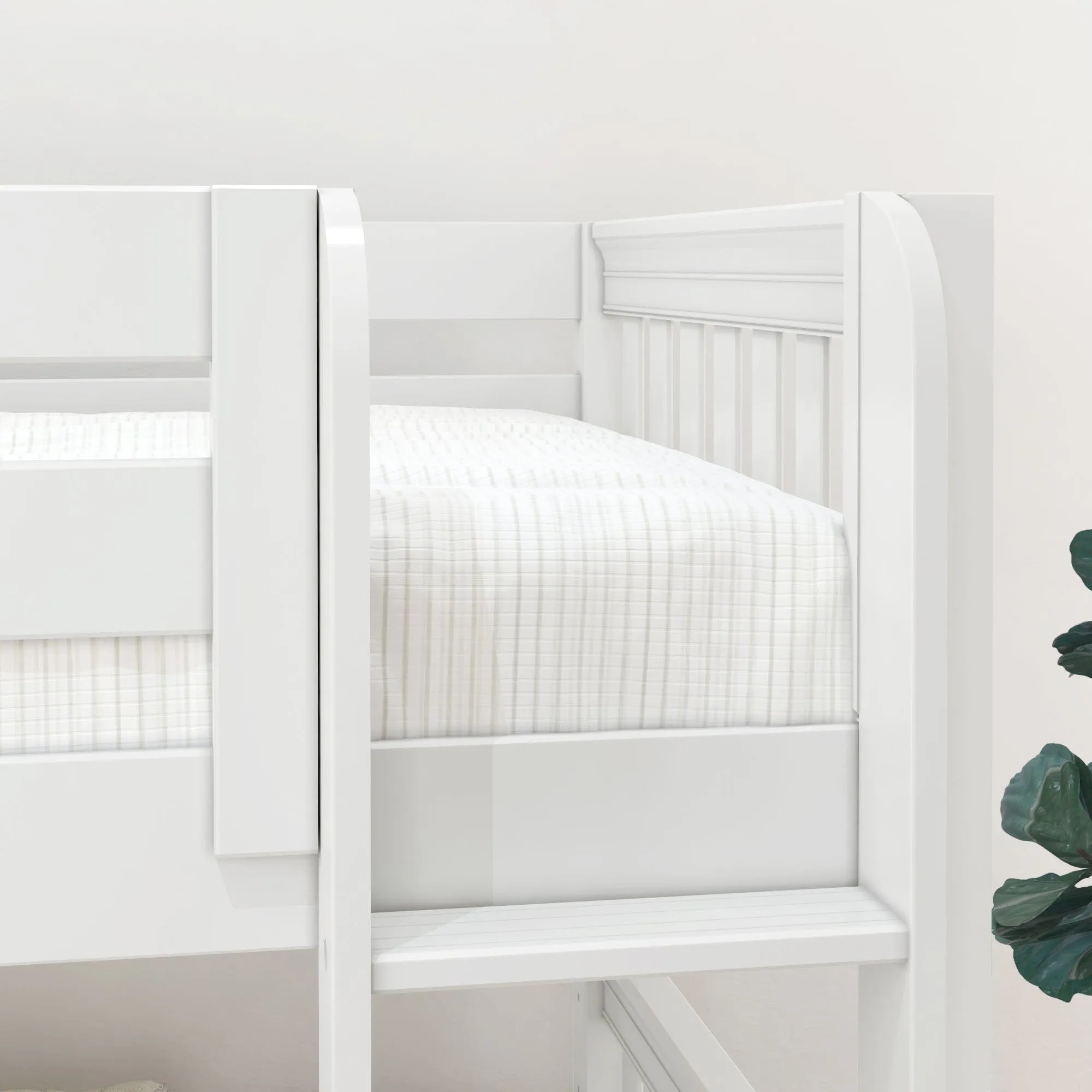 Twin XL Low Bunk Bed with Straight Ladder on Front