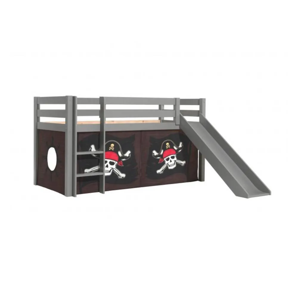 Vipack Pino Mid Sleeper with Slide in Grey with Curtain Options