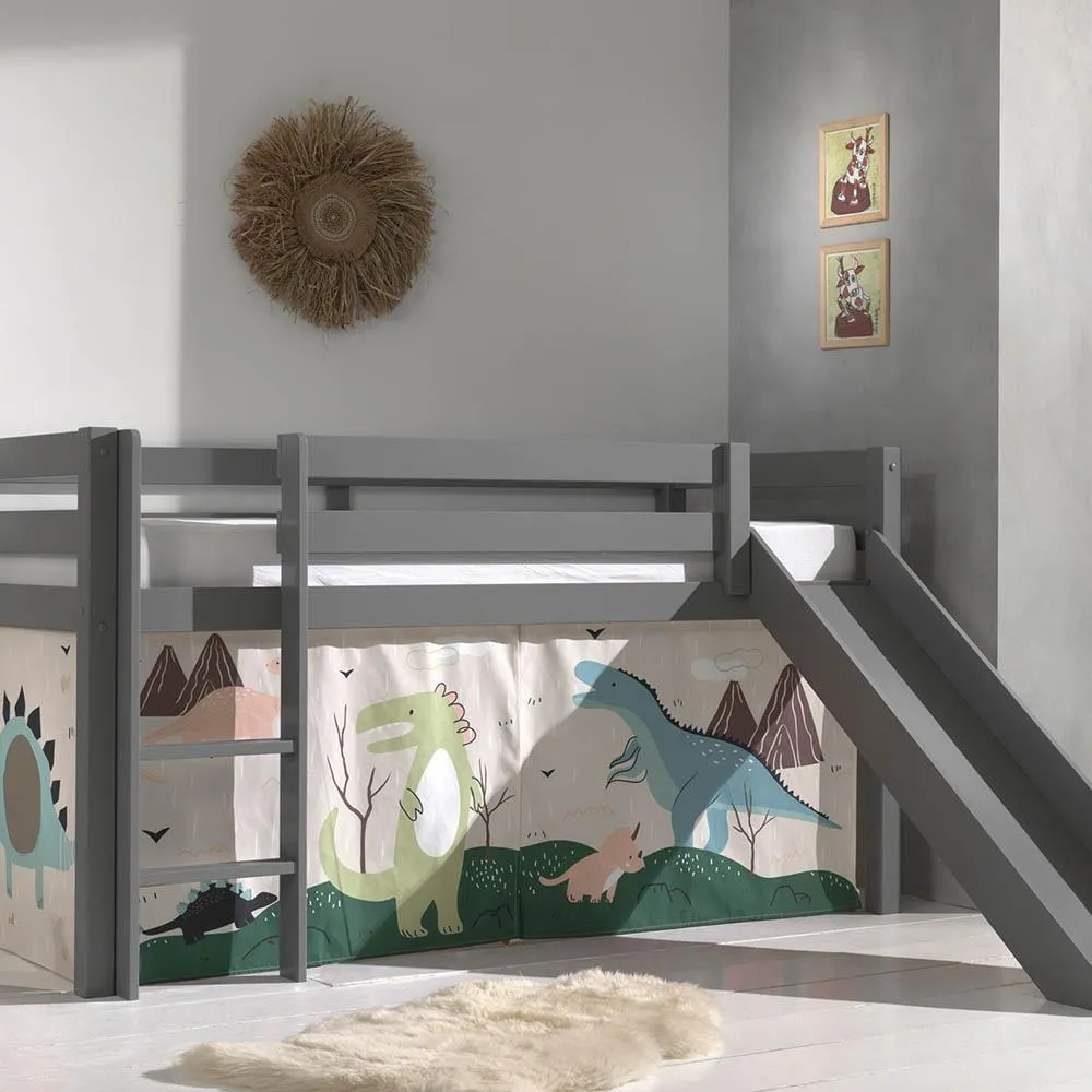 Vipack Pino Mid Sleeper with Slide in Grey with Curtain Options