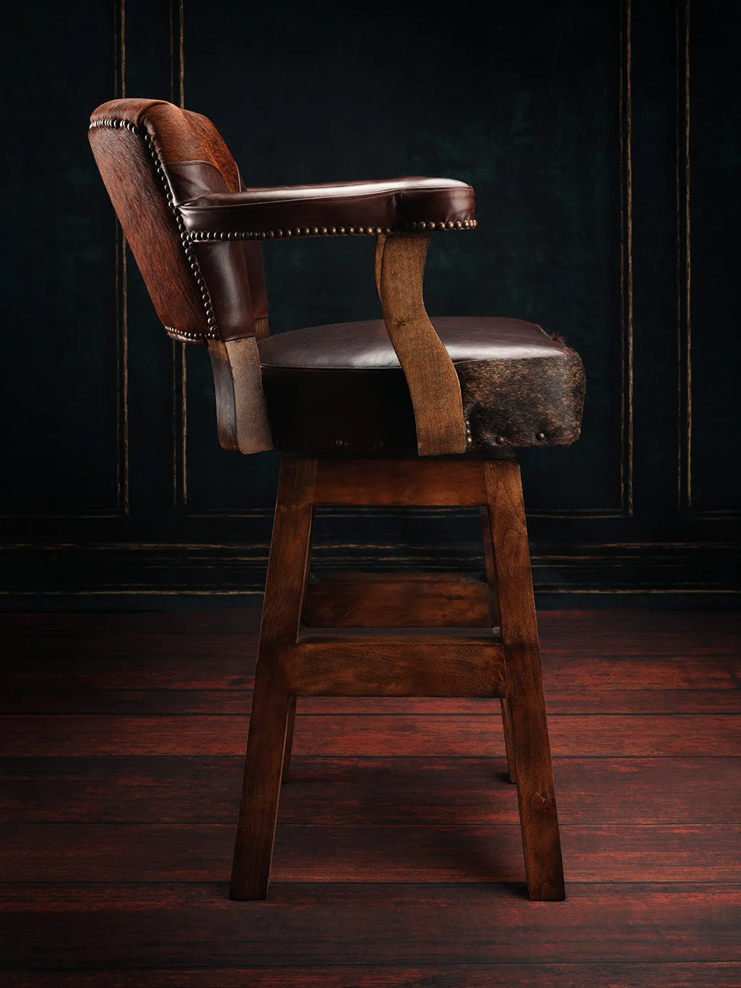 Western Cowhide Chisum Bar Stool