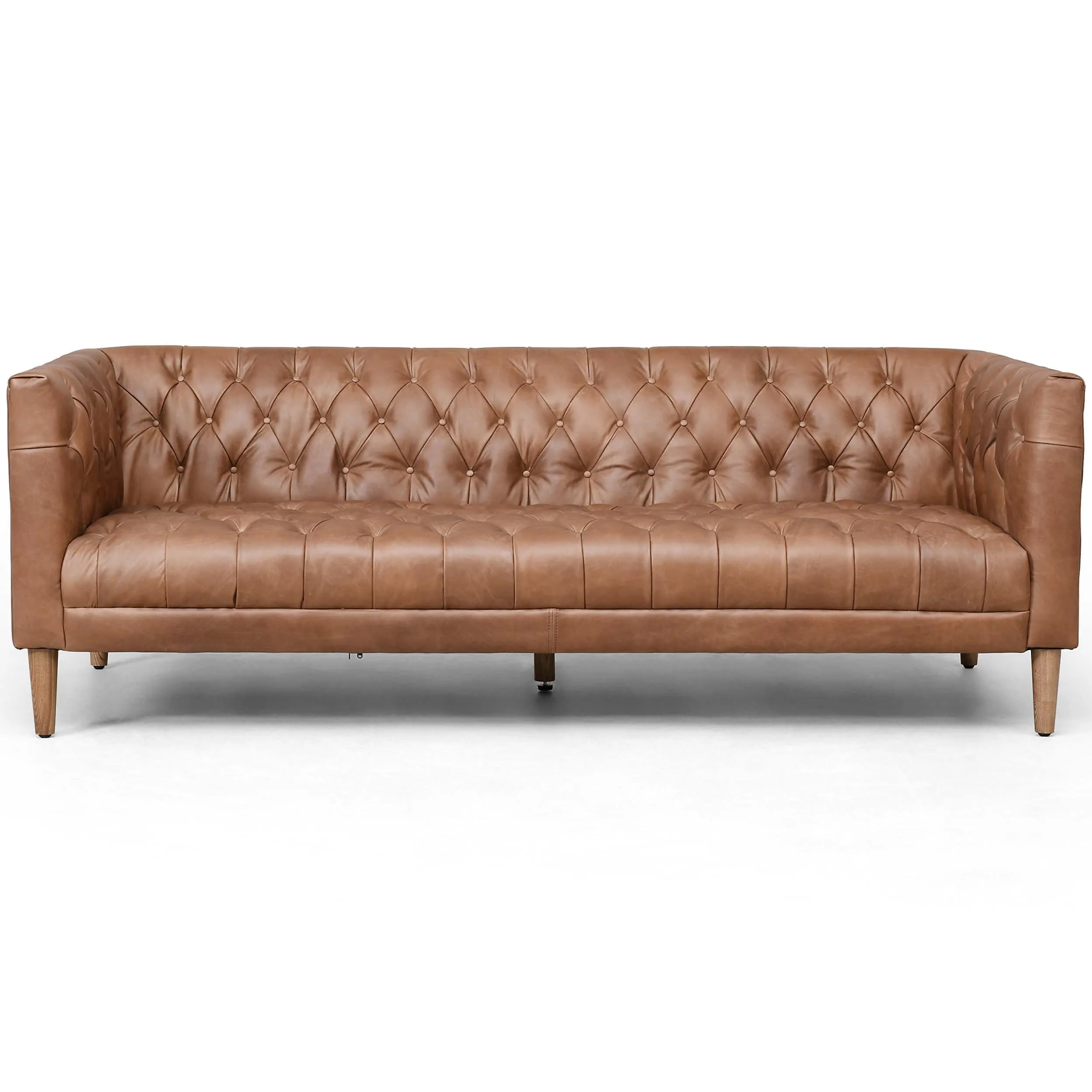 William 75" Leather Sofa, Natural Washed Chocolate