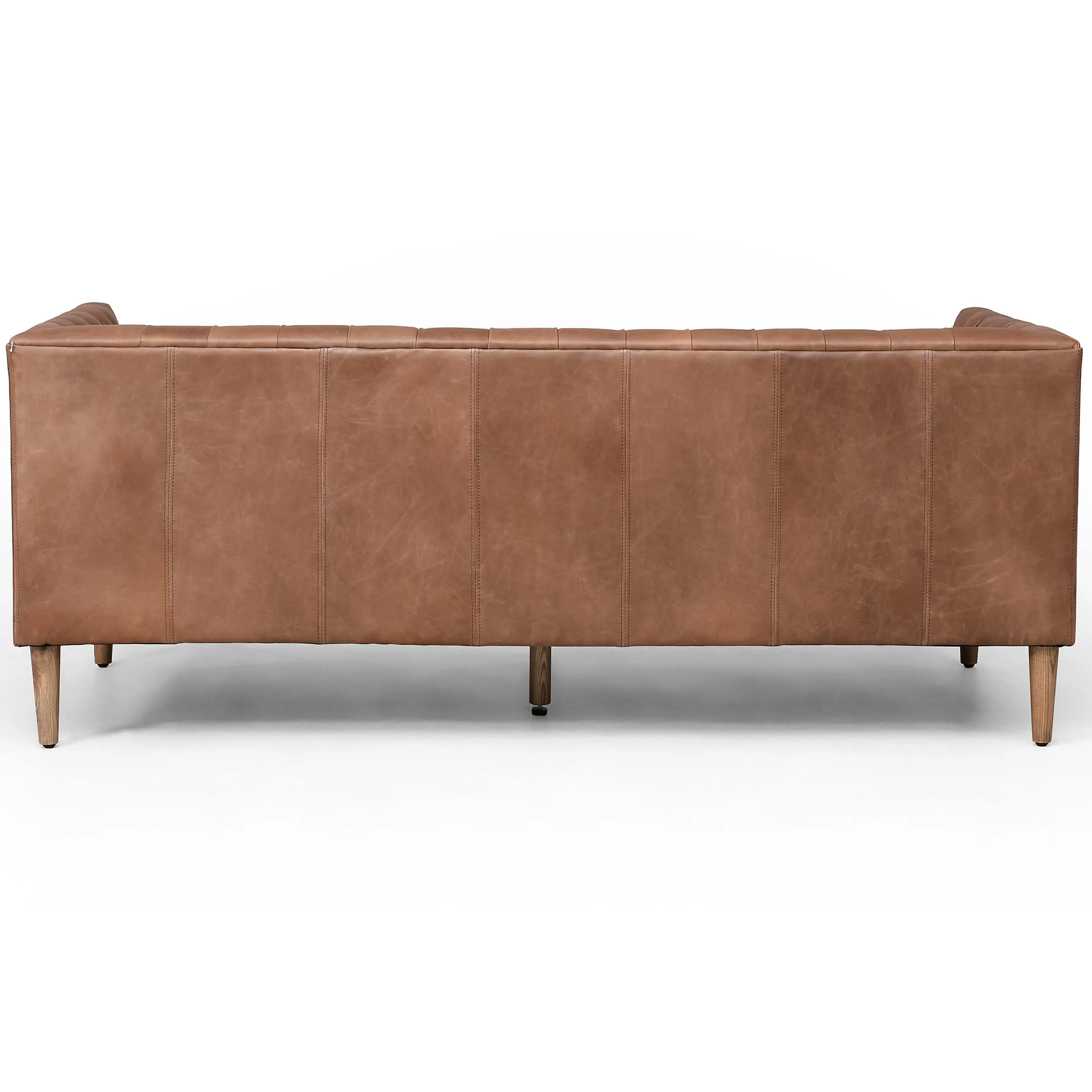 William 75" Leather Sofa, Natural Washed Chocolate