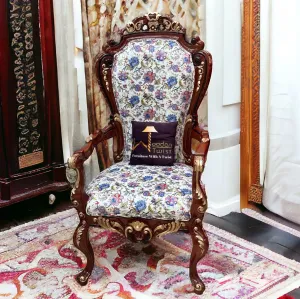 Wooden Twist Deluxe Teak Wood Living Room Chair ( Golden Leaf )