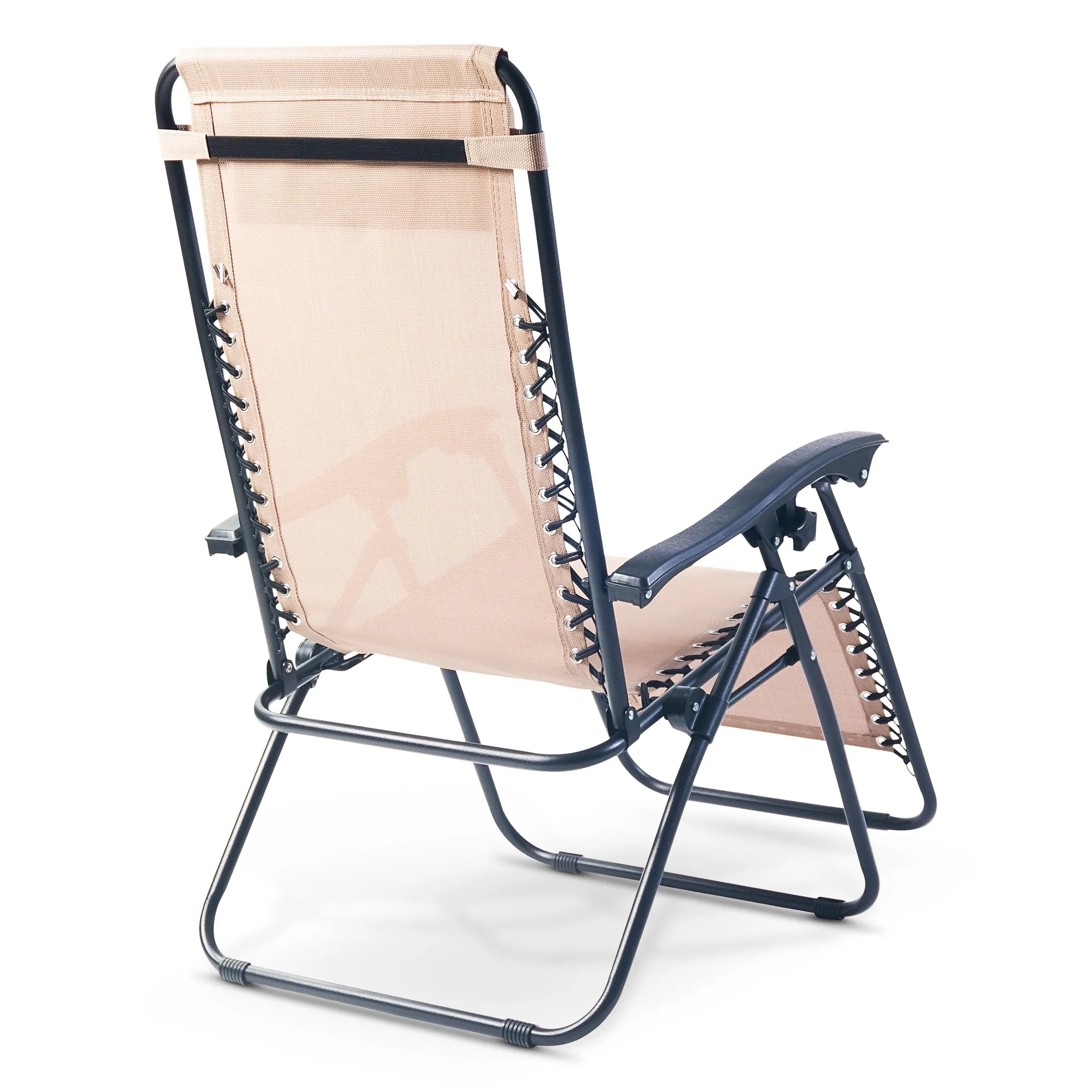Zero Gravity Reclining Sun Loungers Weatherproof Beige Set of 2