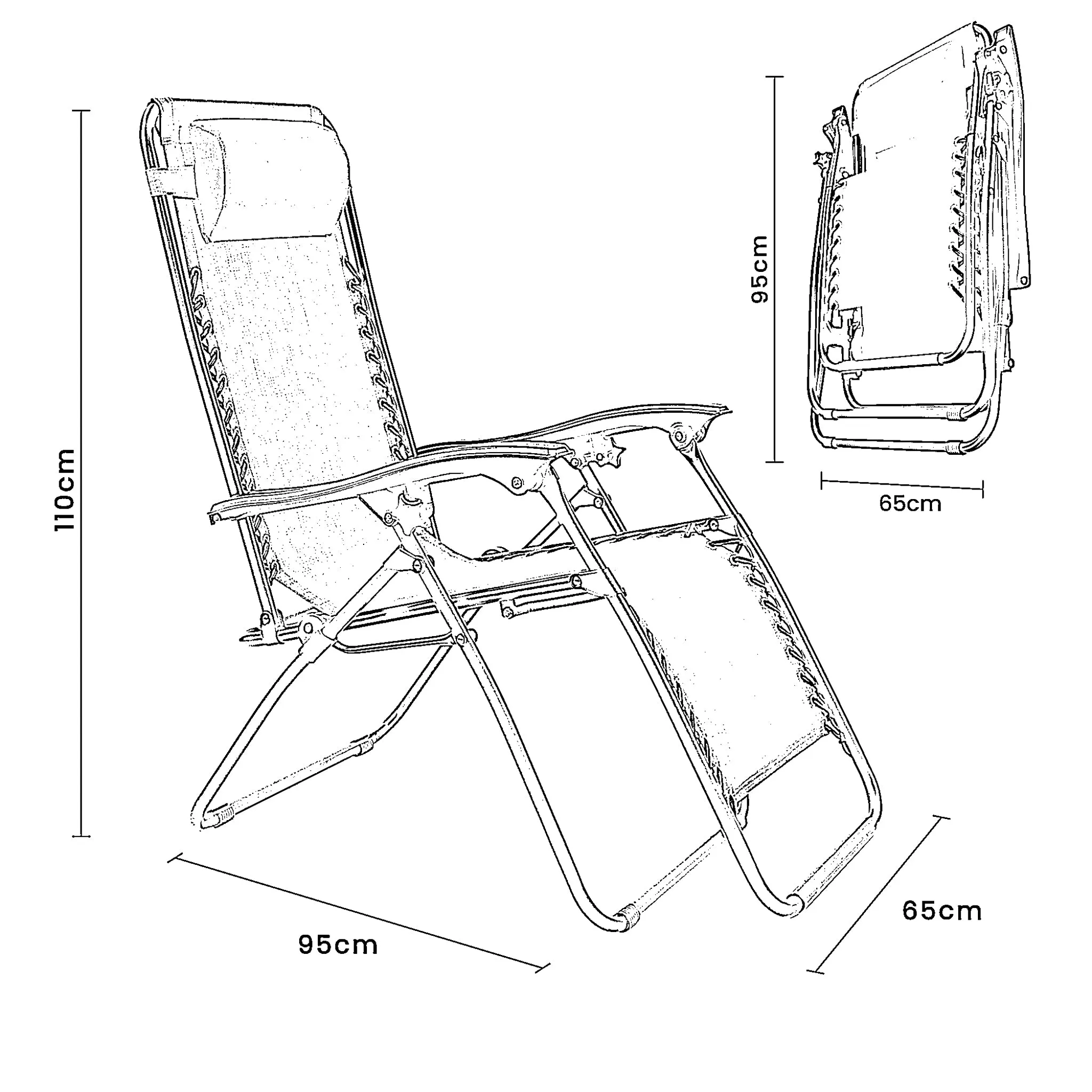 Zero Gravity Reclining Sun Loungers Weatherproof Beige Set of 2
